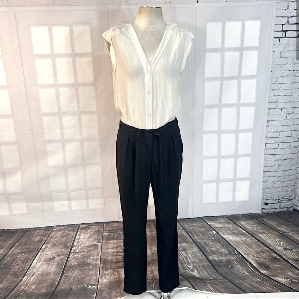 Rebecca Taylor Silk Tuxedo Style One Piece Button Up Jumper